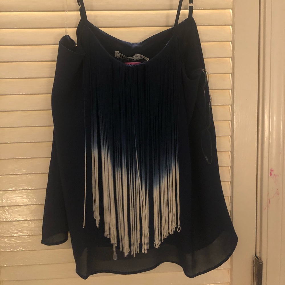 Ombré fringe tank top